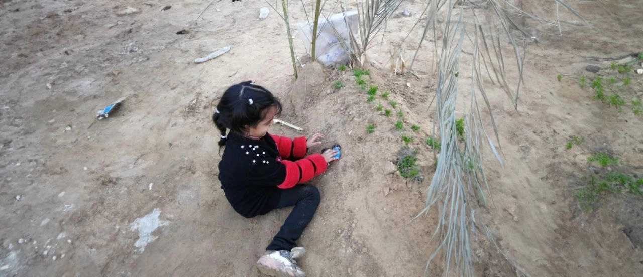 هذه الطفلة لا تفارق قبر والدها.jpg